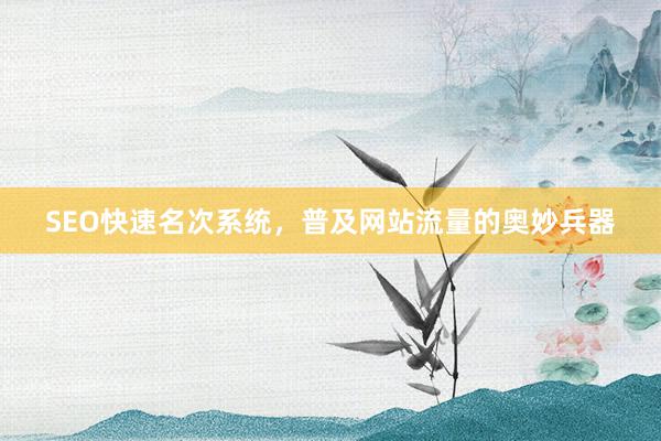 SEO快速名次系统，普及网站流量的奥妙兵器